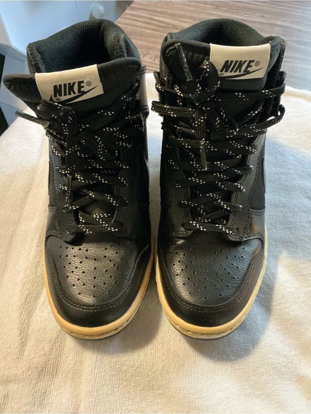 Nike Black High-Top Wedges Sneakers with Gum-Colored Sole
